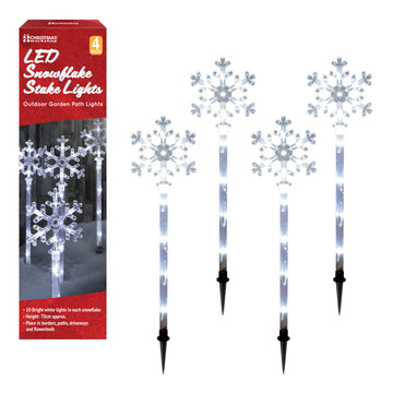 Set of 4 Bright White 70CM Snowflake Christmas Lights