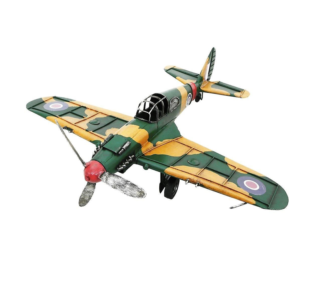 Kreatif Kraft Green & Yellow Fighter Plane Metal Ornament