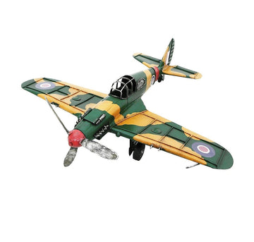 Kreatif Kraft Green & Yellow Fighter Plane Metal Ornament