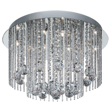 Beatrix 8 Light Blue LED Chrome & Crystal Ceiling Flush