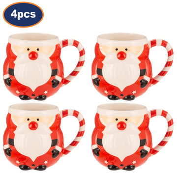 4Pc Father Christmas Ceramic Mug Set