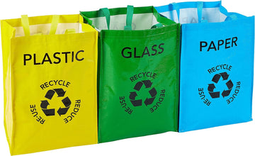 Set Of 3 Colour Coded Recycle Logo Bags