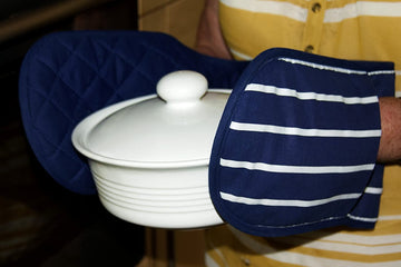 Navy Butcher Stripe Double Oven Glove Mitt