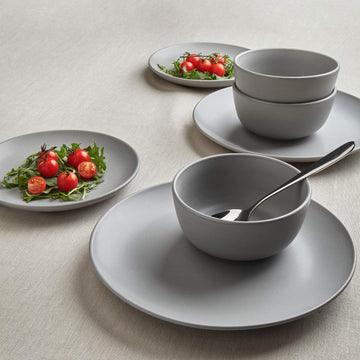 12pc Stoneware Matte Grey Dinner Set