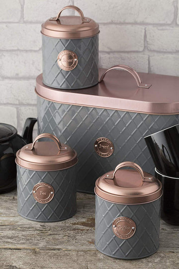 7pc Henrik Copper Grey Set of Storage Canisters