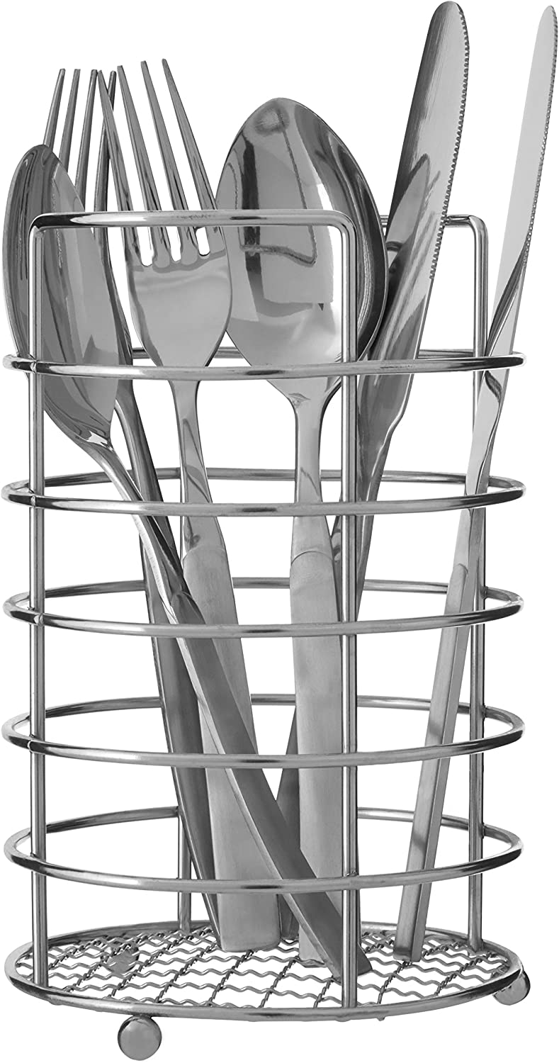 Chrome Metal Kitchen Utensils Holder Rack Storage