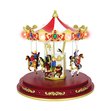 Animated Revolving Up Down Red Musical Carousel