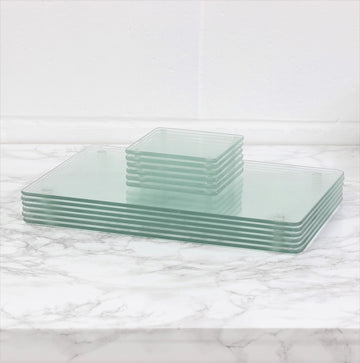 12 Clear Tempered Glass Coasters & Placemats Dining Table Mats