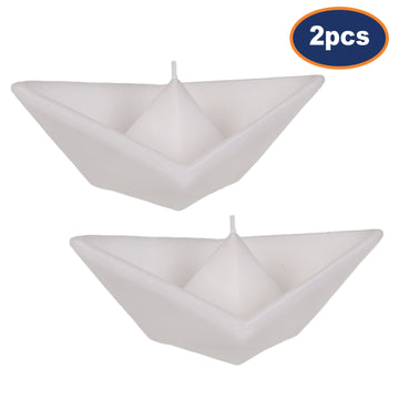 2Pcs White Floating Boat Origami Tealight