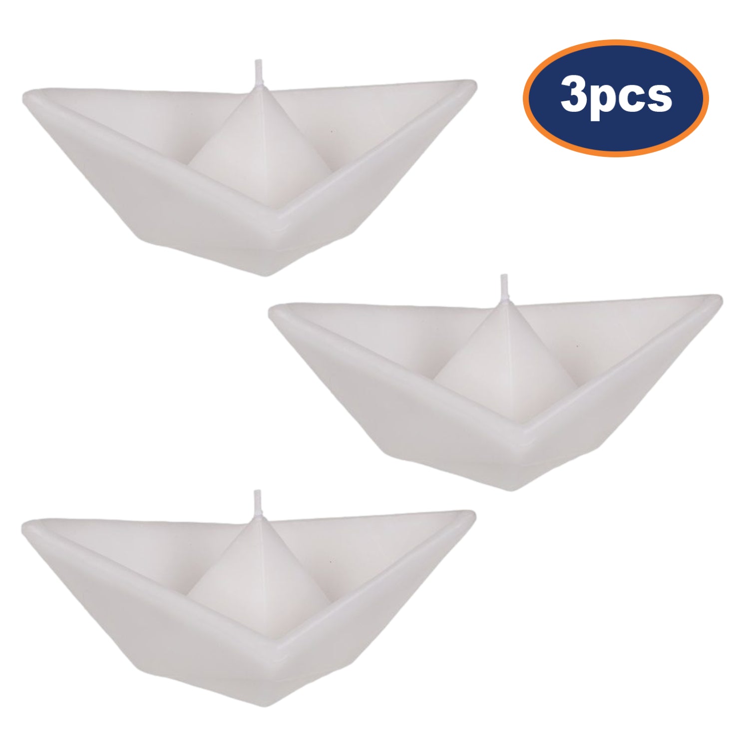 3Pcs White Floating Boat Origami Tealight