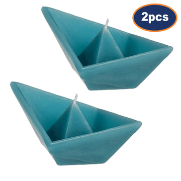 2Pcs Light Blue Floating Boat Origami Tealight
