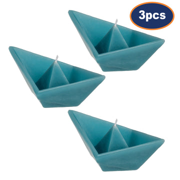 3Pcs Light Blue Floating Boat Origami Tealight