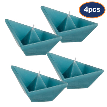 4Pcs Light Blue Floating Boat Origami Tealight
