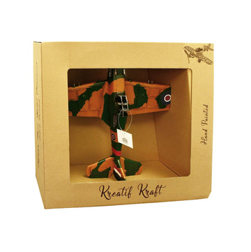 Kreatif Kraft Green & Yellow Fighter Plane Metal Ornament