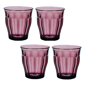Set Of 4 Duralex Red Glass Tumblers