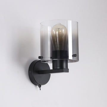 Matt Black Smoked Glass E27 Dimmable IP20 Wall Light