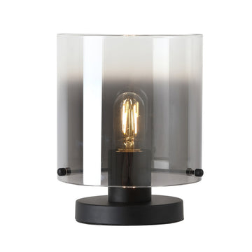 Black Metal Smoked Ombre Glass Shade E27 Indoor Light 60W Table Lamp