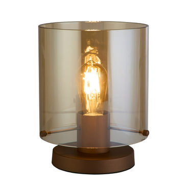 Mocha Metal Amber Glass E27 Modern IP20 Table Lamp