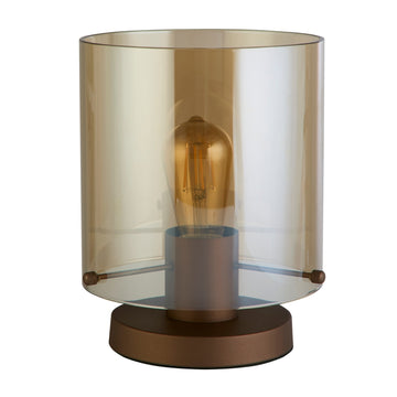 Mocha Metal Amber Glass E27 Modern IP20 Table Lamp