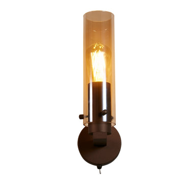 Mocha Metal Amber Glass Shade E27 Indoor Lamp Wall Light