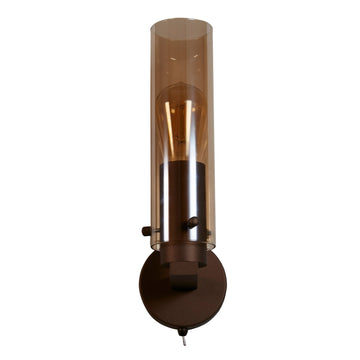 Mocha Metal Amber Glass Shade E27 Indoor Lamp Wall Light