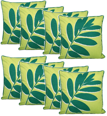 8pc Outdoor Filled Cushion Cover Green Leaf