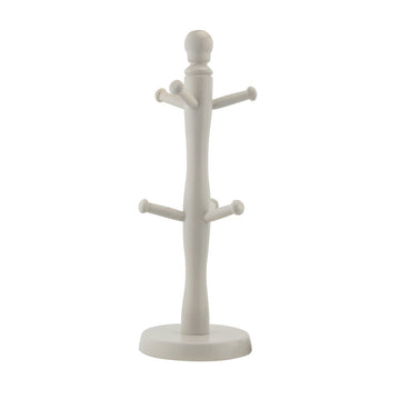 Grey Finish Wooden Paper Towel Holder & 6Hooks Mug Tree