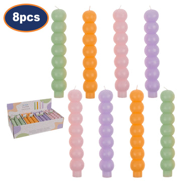 8Pcs Multicoloured Christmas Taper Candle