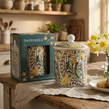 Daffodil Floral Ceramic Canister with Lid