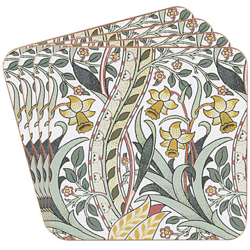 4Pcs Daffodil Floral Cork Coasters Set