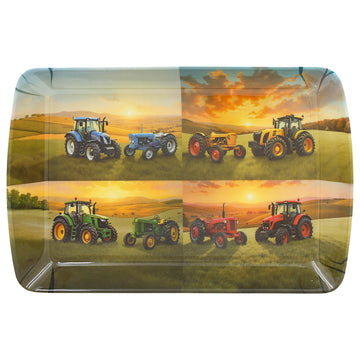 3 Pcs Vintage Tractors Small Medium & Large Melamine Serving Tray Set