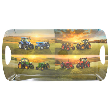 2Pcs Vintage Tractors Medium & Large Melamine Serving Tray Set