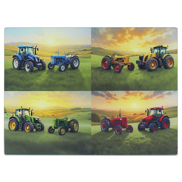 Tractors Vehicles Glass Cutting Board