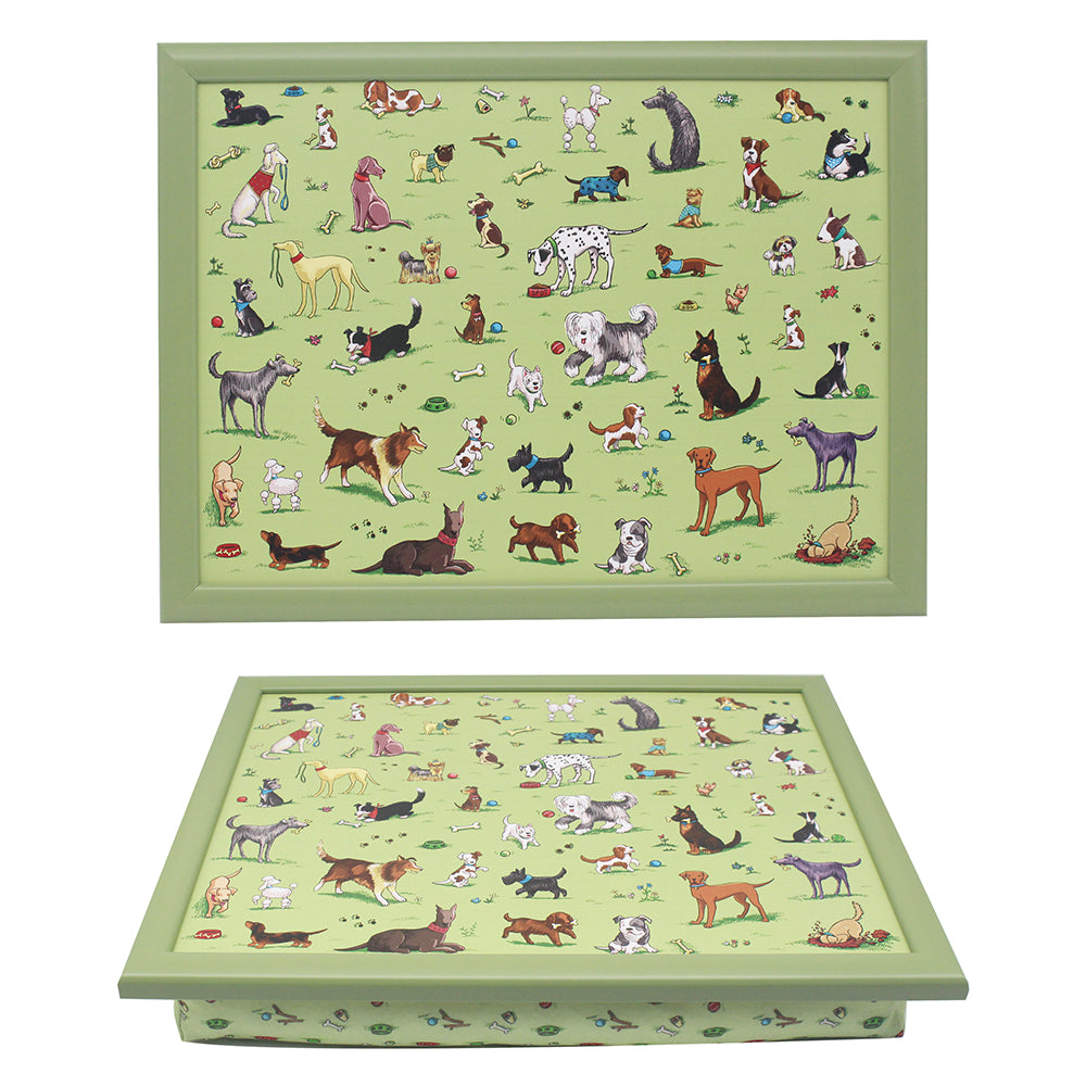 Finola Stack Hot Dogs Green Cushioned Lap Tray