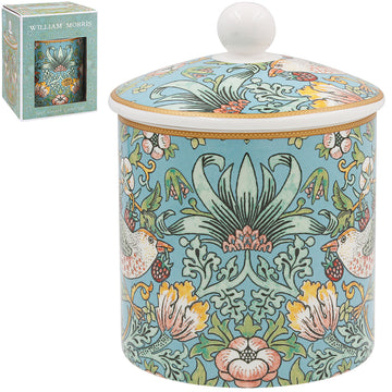 William Morris Strawberry Thief Teal Storage Canister Jar