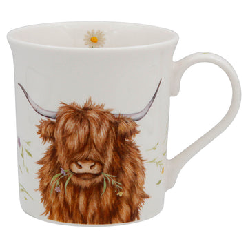 Highland Cow Ceramic Set of 2 With Serving Tray Coffee Mug Set