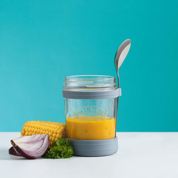 4Pcs Kilner 350ml Blue Breakfast On the Go Glass Jar Set