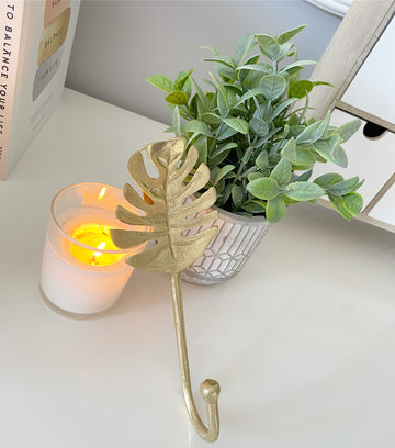 3Pcs 20cm Gold Leaf Clothes Wall Hook