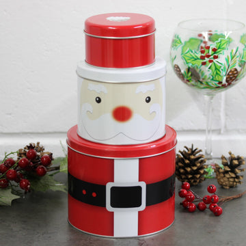 3Pcs Christmas Santa Storage Tin