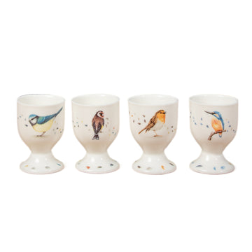 4Pcs British Birds Fine China Egg Cups Set
