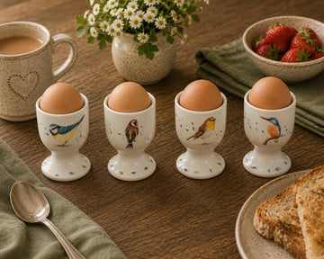 4Pcs British Birds Fine China Egg Cups Set