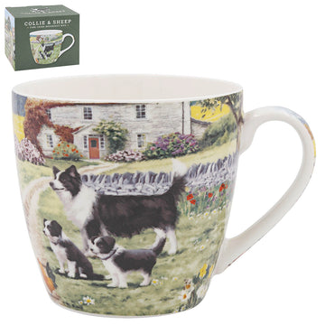 400ml Collie & Sheep Ceramic Breakfast Mug