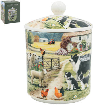 Collie & Sheep Ceramic Canister