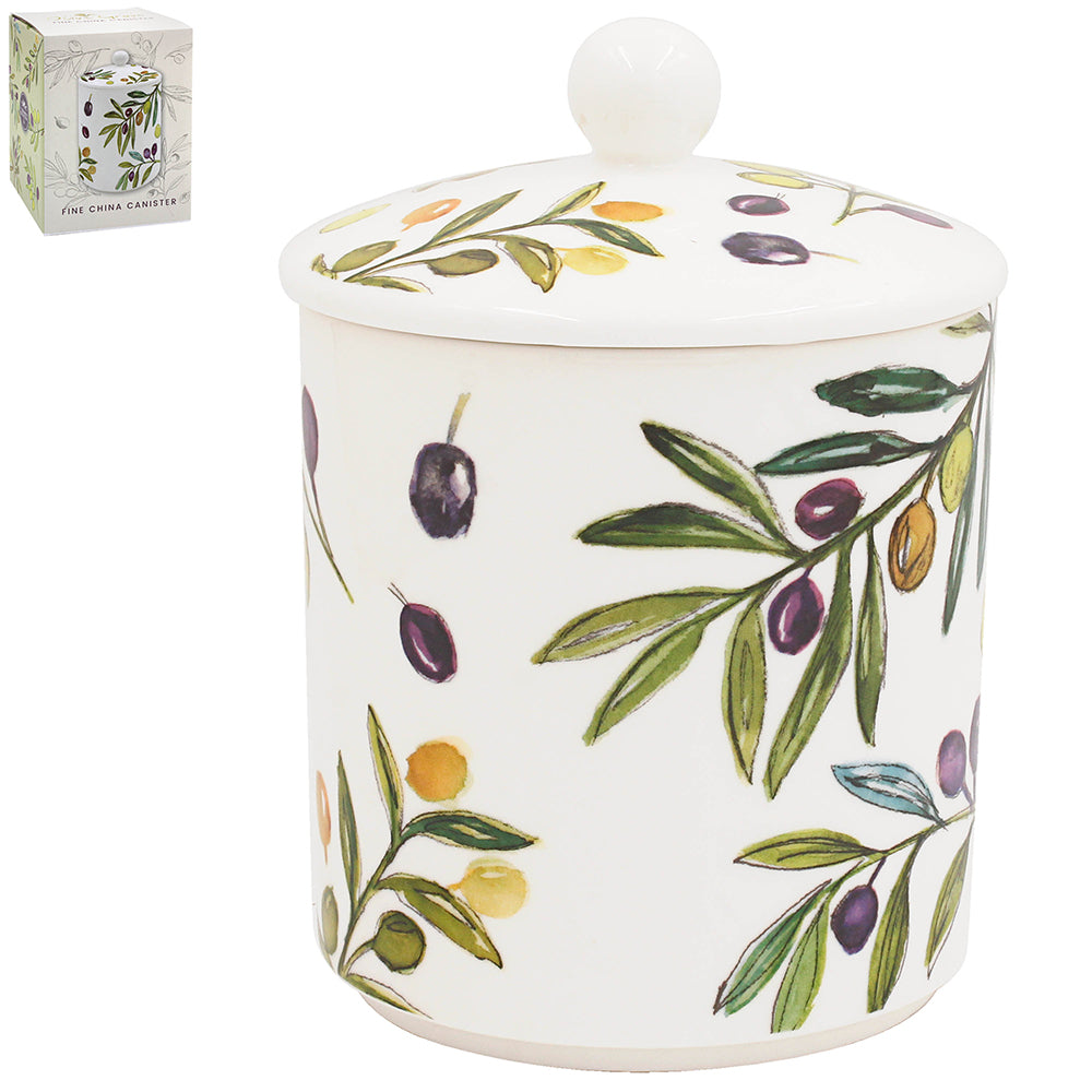 Olive Grove Fine China Canister w/ Lid