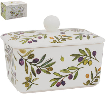 Olive Grove Ceramic Butter Dish with Lid