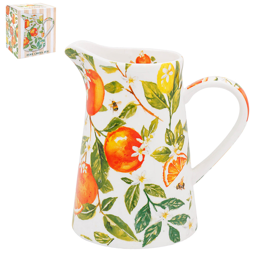 500ml Jennifer Rose Oranges & Lemons Olive Fine China Jug
