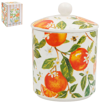Jennifer Rose Oranges & Lemons Ceramic Canister w/ Lid