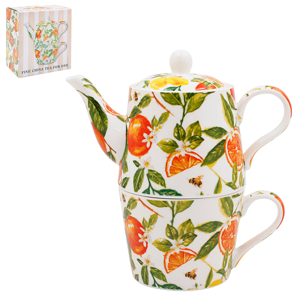 Oranges & Lemons by Jennifer Rose Ceramic Tea for One