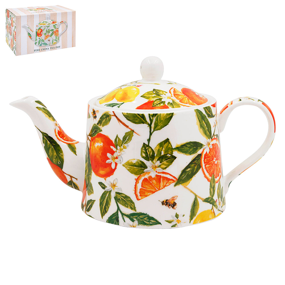 640ml Jennifer Rose Oranges & Lemons Fine China Tea Pot
