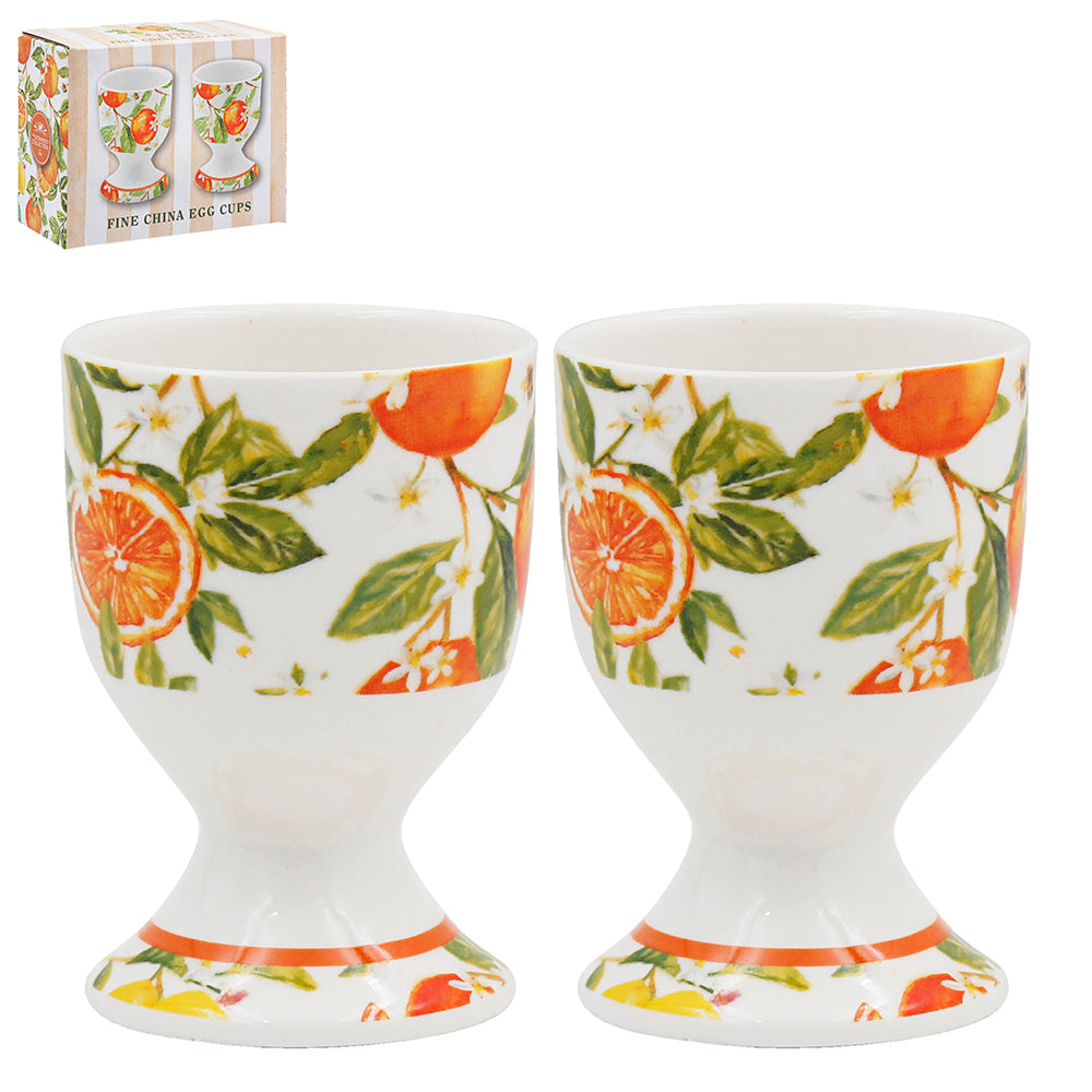 Jennifer Rose Oranges & Lemons Ceramic Egg Cups Holder